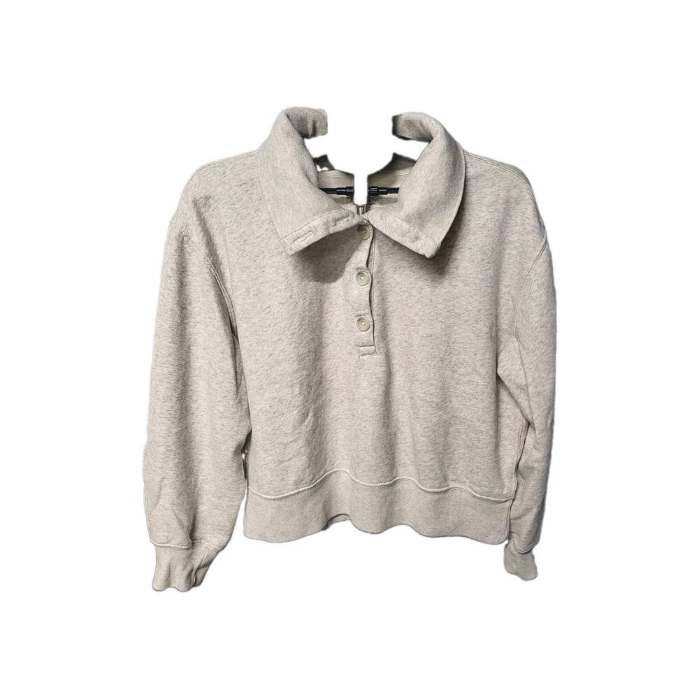 Abercrombie & Fitch Soft A&F Sweatshirt Womens LG Gray Pullover Cropped Henley